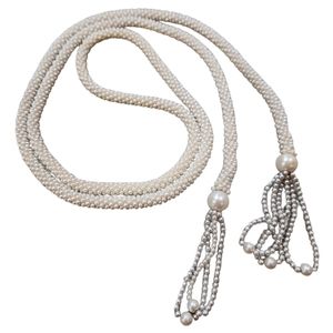VINTAGE BEADED WHITE TASSLE COQUETTE BELT